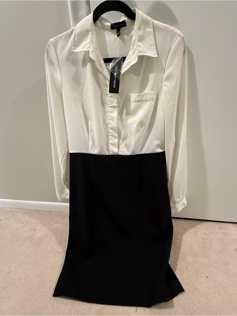 NWT Spence Office Chic Black and White Shirt Dress